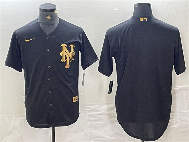 Men's New York Mets Blank Black Cool Base Stitched Baseball Jersey